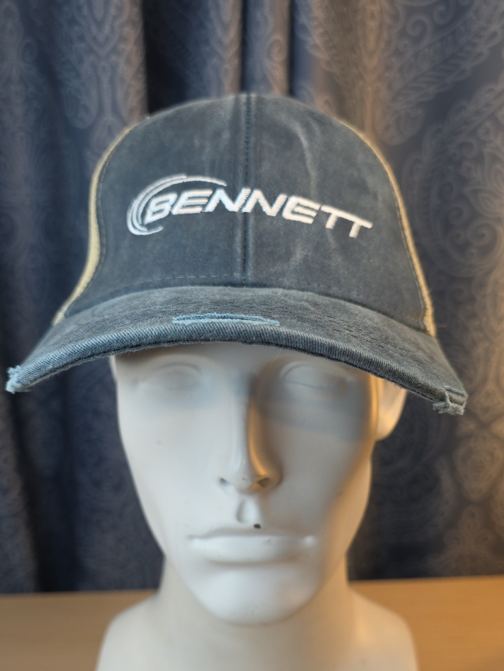Adams Distressd Bennett Logo Charcoal & Cream Mesh SnapBack Baseball Hat OSFM